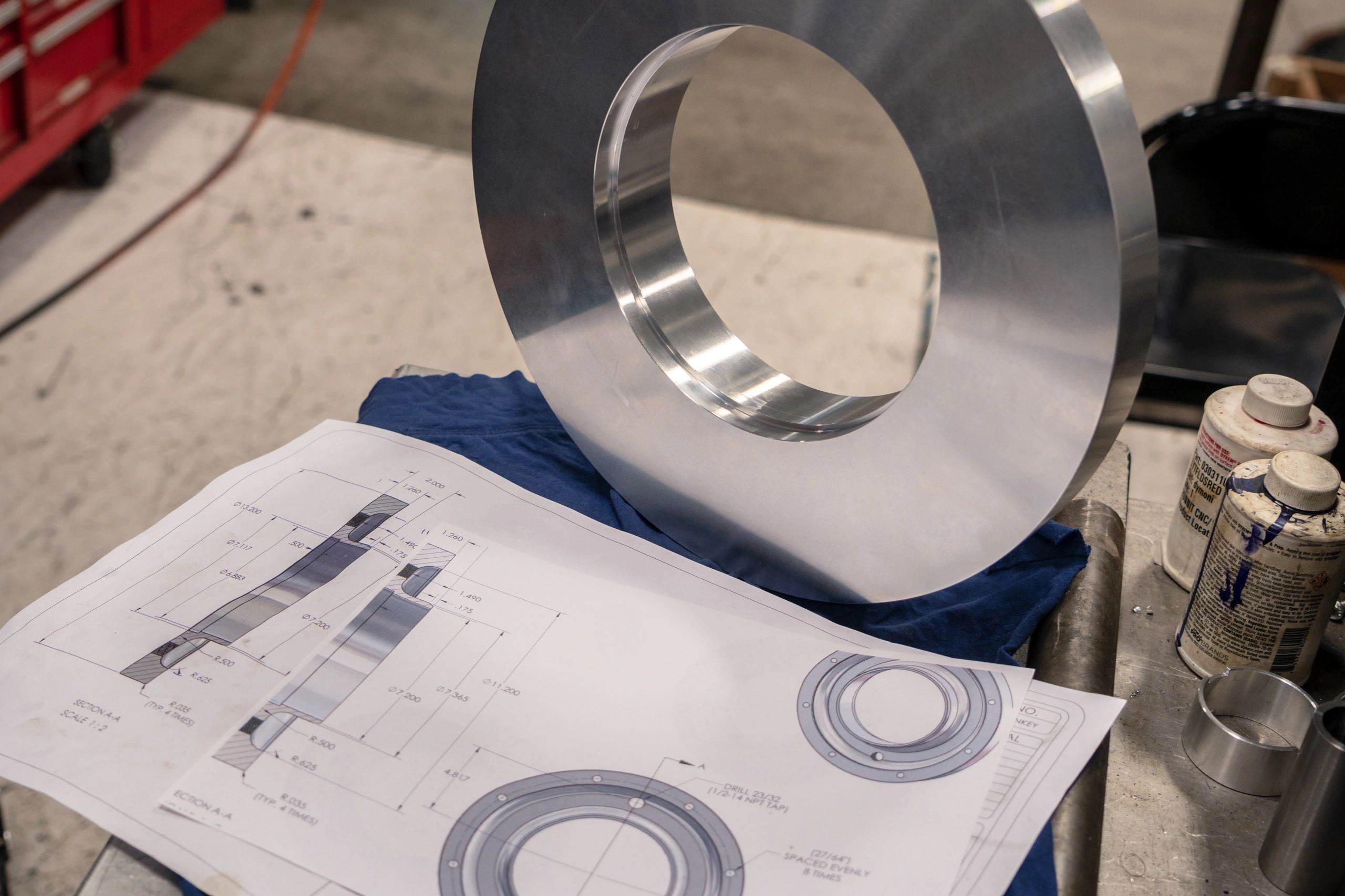 Polished precision-machined stainless steel ring