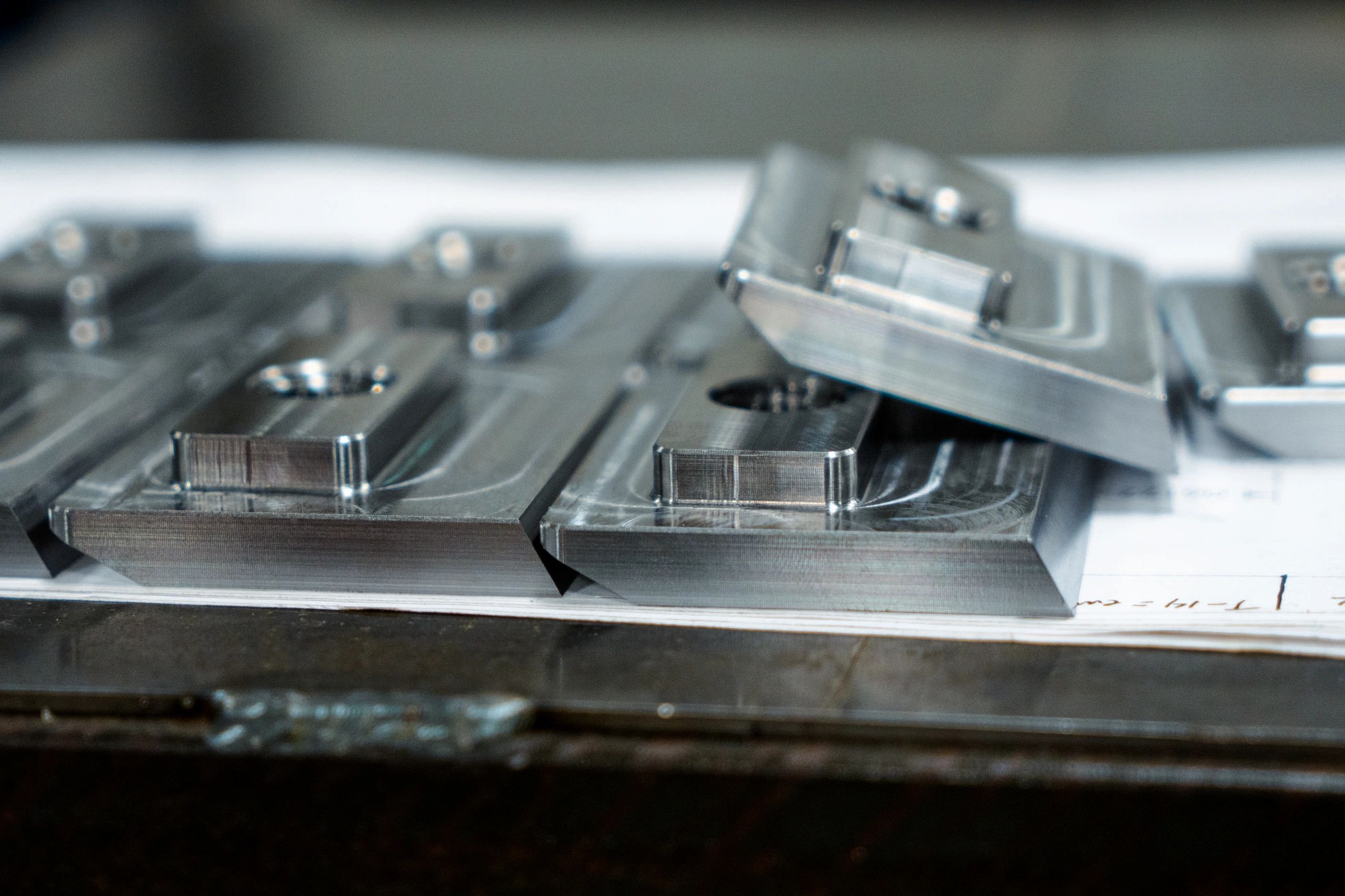Precision-Machined Steel Components on Inspection Layout, USA