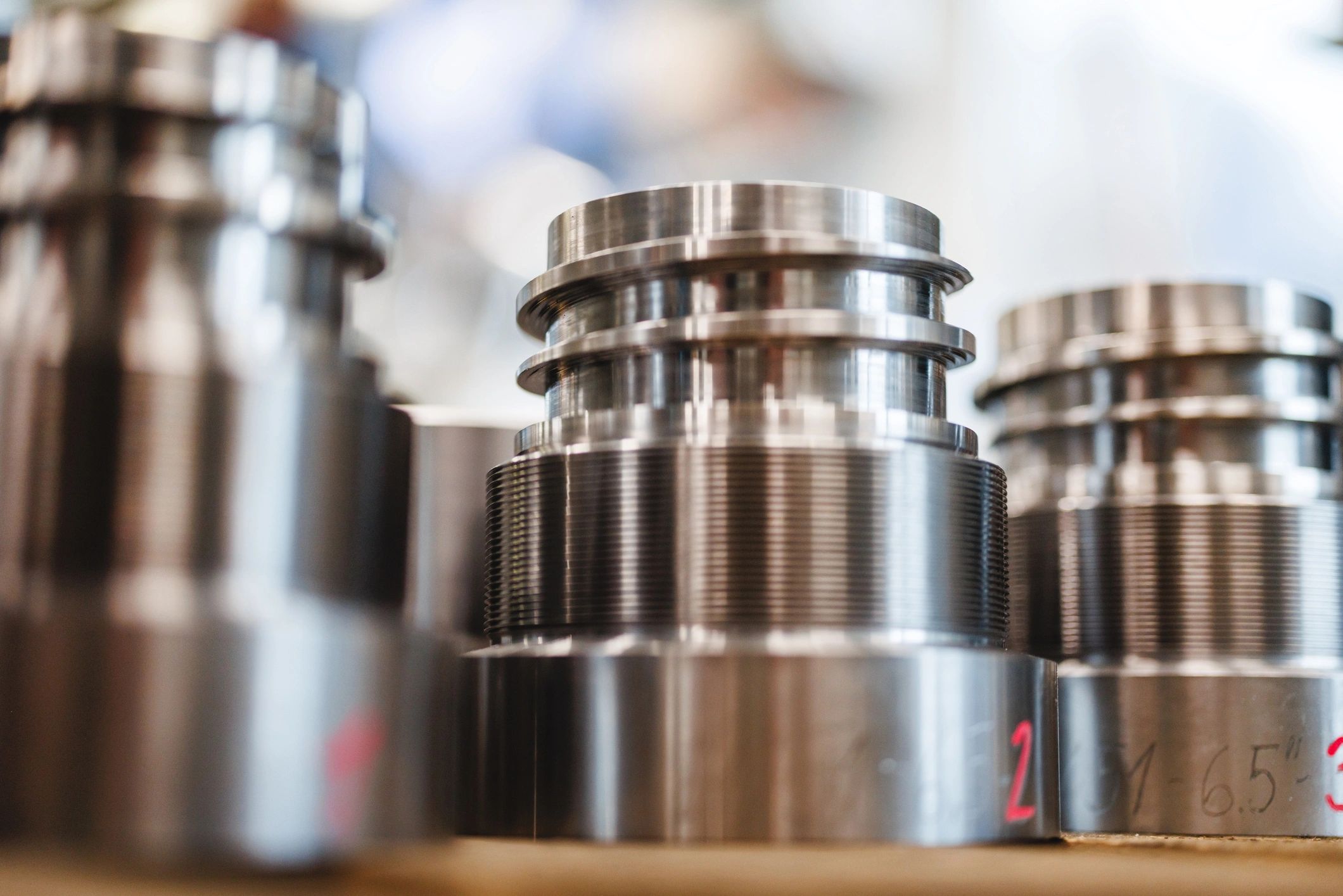 Close-up of precision CNC machined metal parts