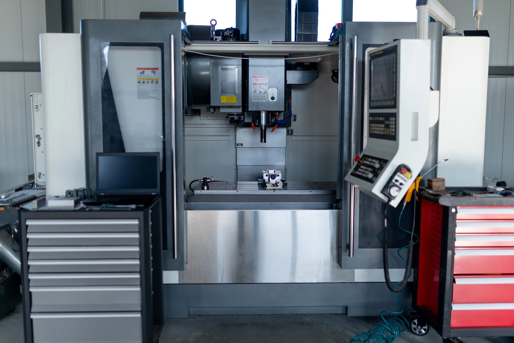 CNC machining center in a modern industrial manufacturing plant