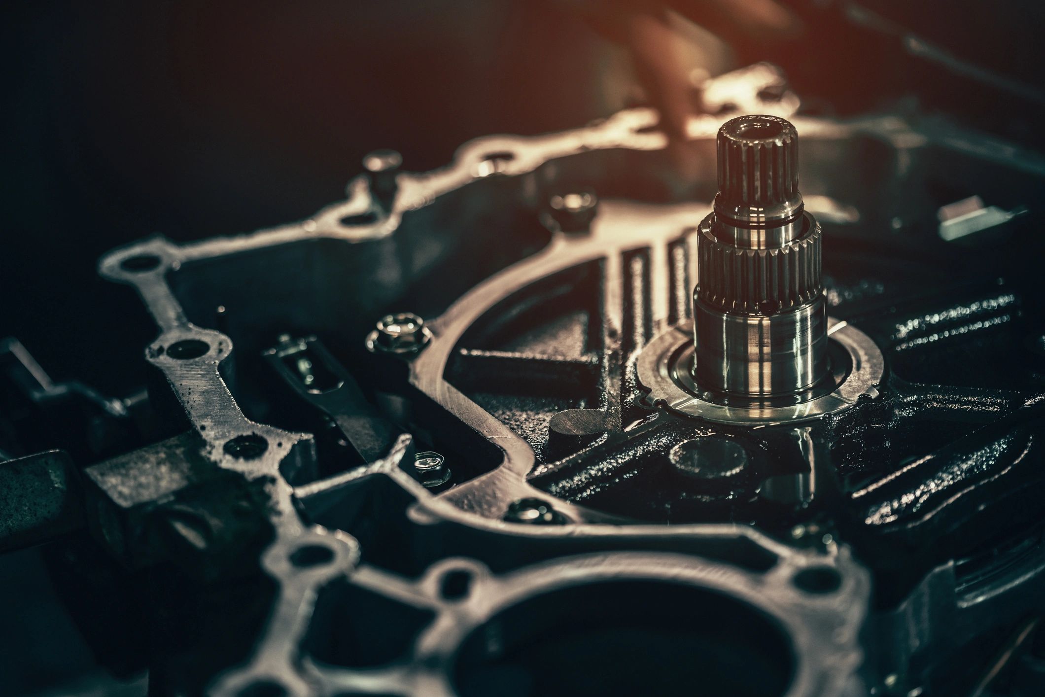 Metal transmission components close-up